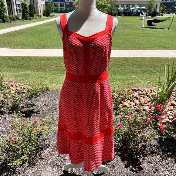 Tory Burch Dresses & Skirts - Tory Burch Berdine Orange Patterned Eyelet Midi Dress